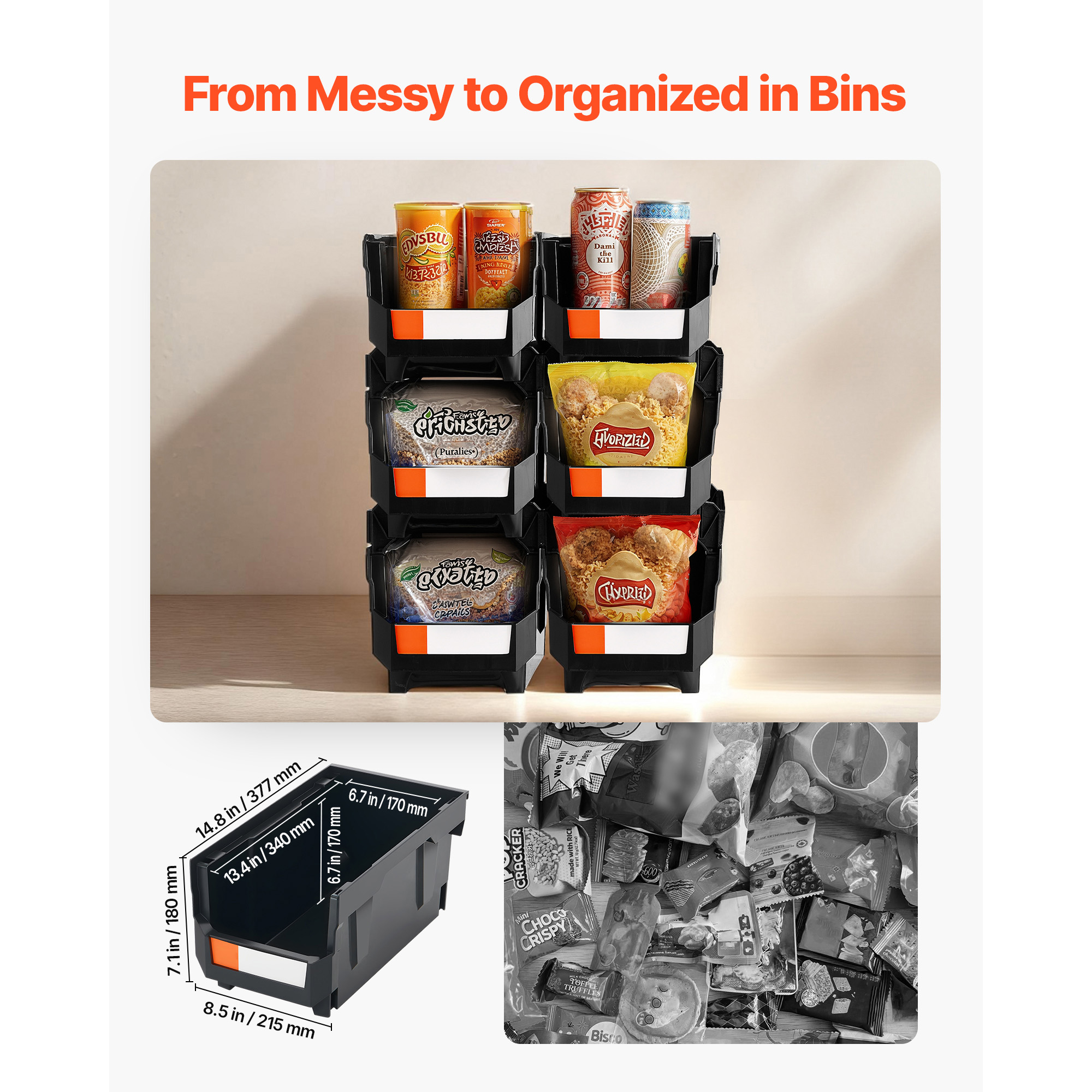 Stackable Plastic Storage Bins For Home Organization And Closet_voghion.com